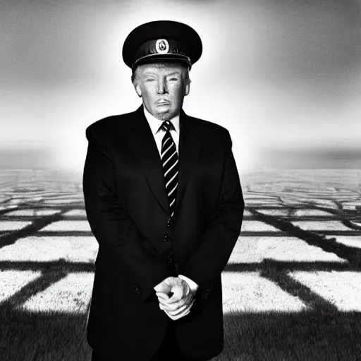 Image similar to a medium - shot still of donald trump in dictator gear looking into the distance, soviet propaganda style, natural light, photography, photorealistic by terry richardson