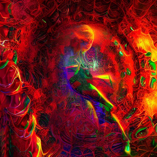 Prompt: machine elf dmt trip render abstract photoreal