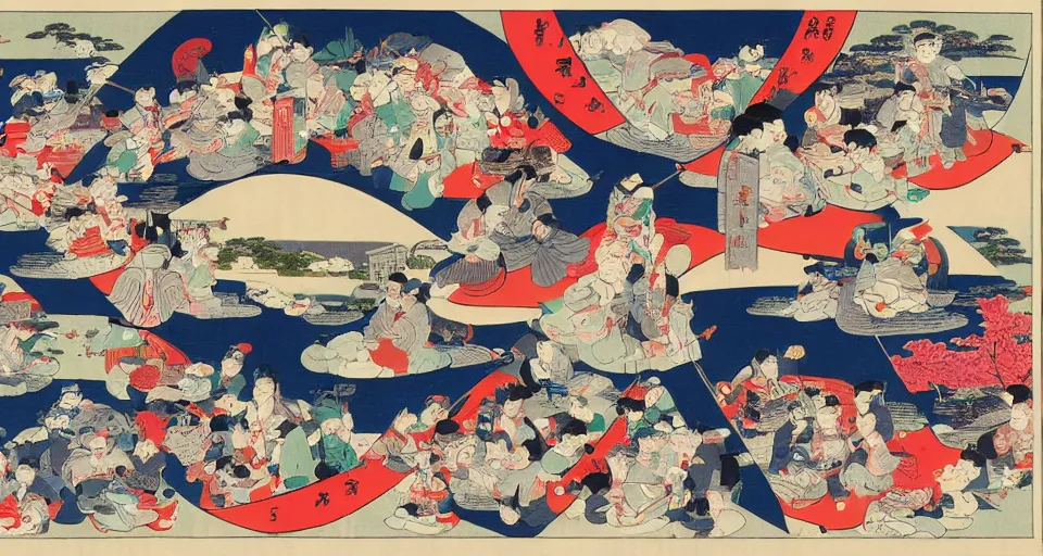 Image similar to new york in the style of ukiyo - e