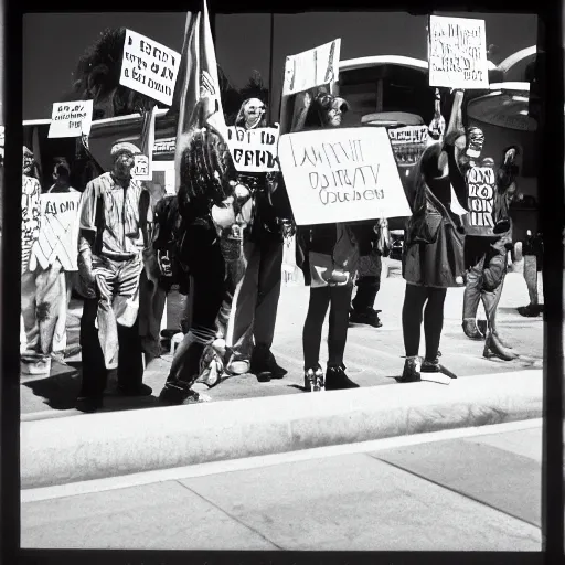 Prompt: protestor signs, 3 5 mm getty