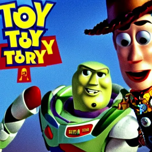 Prompt: toy story in the exorcist, scary, dark, 1 9 7 0 s horror film