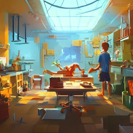 Image similar to hero world dexter's laboratory, behance hd by jesper ejsing, by rhads, makoto shinkai and lois van baarle, ilya kuvshinov, rossdraws global illumination