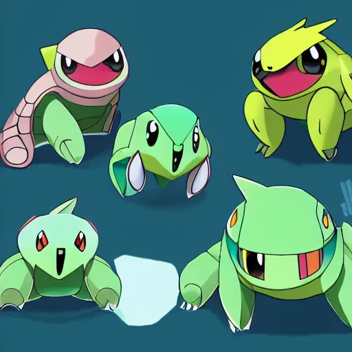 Image similar to illustration of an new pokemon inspired by an turtle, in pokemon artstyle, extremely coherent