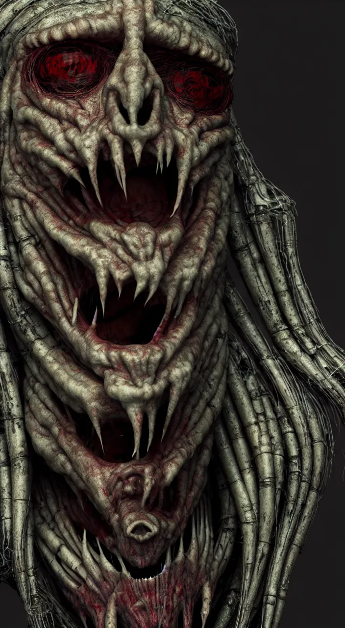 Image similar to gary busey as a monster designed by hr giger, colorful horror video game, sci fi horror,, body horror, unreal engine, octane render, depth of field, cycles render, hd