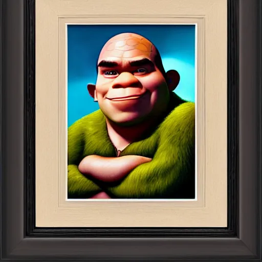 Image similar to lofi portrait of shrek, pixar style, by tristan eaton stanley artgerm and tom bagshaw.