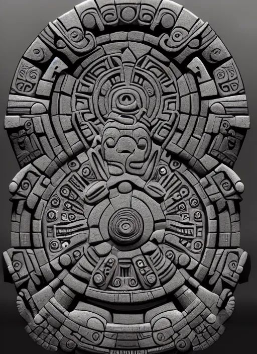 Image similar to wide angle shot inca calender stone carvings intricate elegant highly detailed centered digital painting artstation concept art