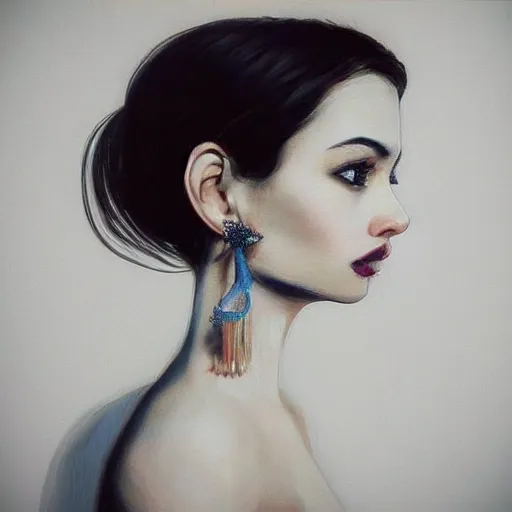 Image similar to a photo realistic art of a girl with an elegant outfit and heavy make up