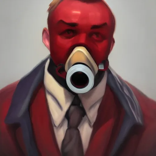 Prompt: pyro from team fortress 2, portrait, oil painting, high detail