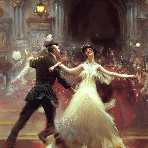 Prompt: an elated chancellor, dancing a jig, character portrait by greg rutkowski, gaston bussiere, craig mullins