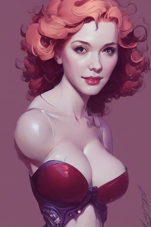 Image similar to christina hendricks by artgerm, tooth wu, dan mumford, beeple, wlop, rossdraws, james jean, marc simonetti, artstation giuseppe dangelico pino and michael garmash and rob rey and greg manchess and huang guangjian and makoto shinkai