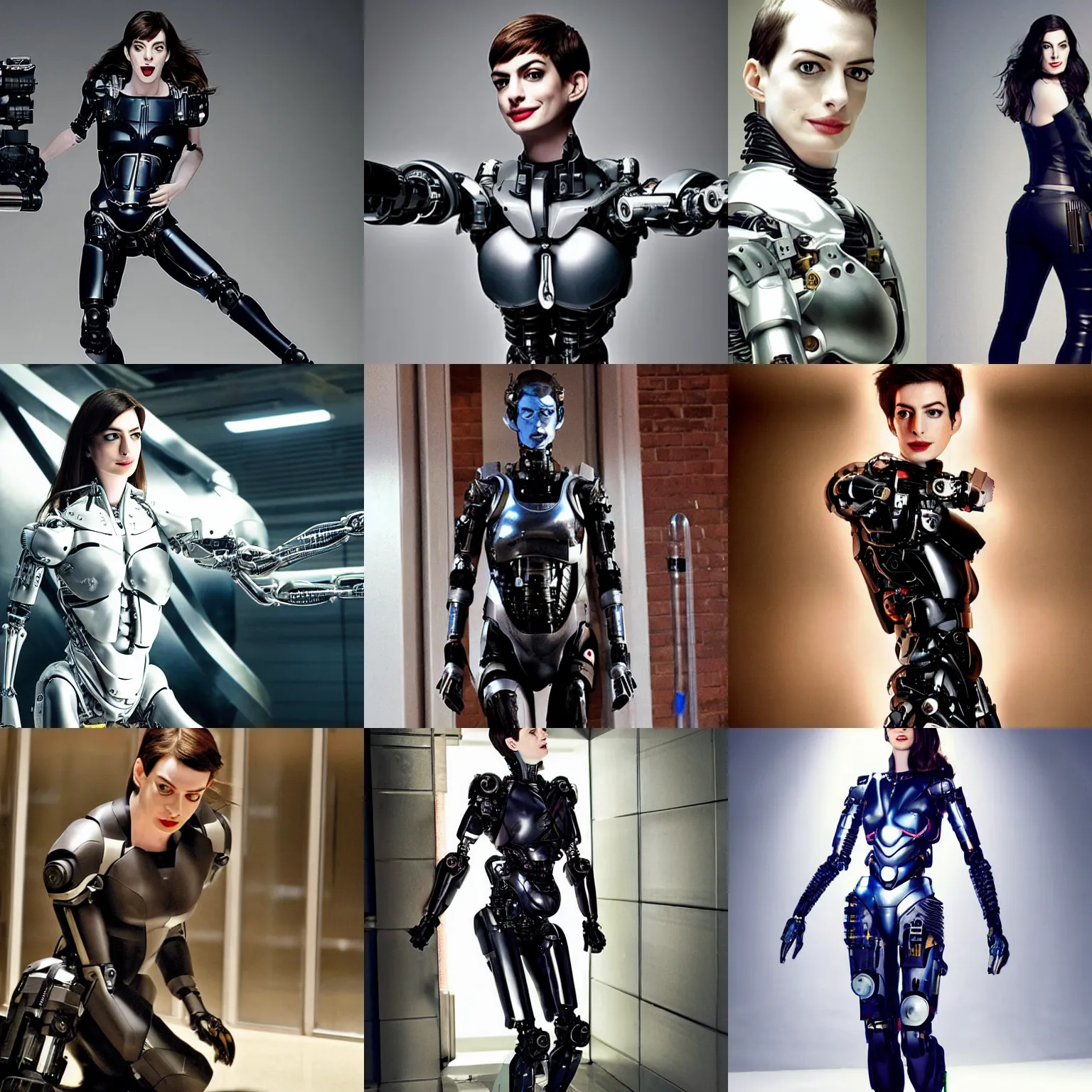 Prompt: anne hathaway as hybrid cyborg, photo, fullbody, long shot