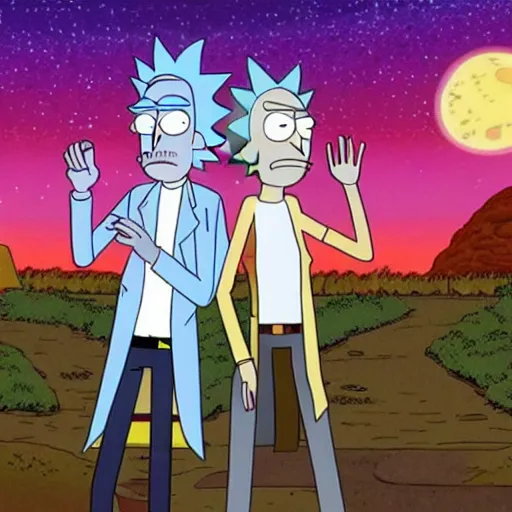 Image similar to rick and morty played by christopher walken and michael cera live action 4 k movie