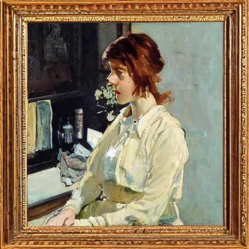 Image similar to photo of young woman by stanhope forbes