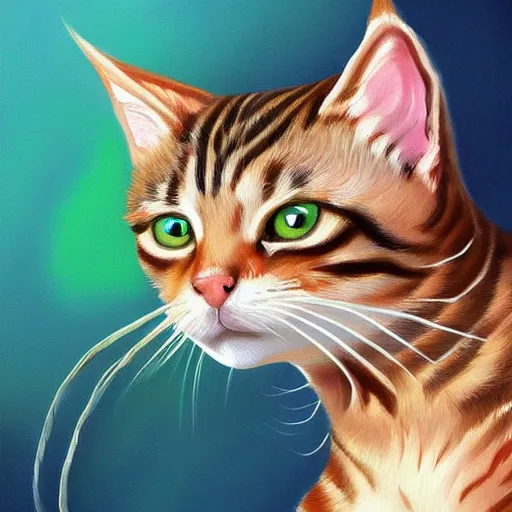 Image similar to a painting of cute tabby cat, a digital painting by nyuju stumpy brown, featured on pixiv, furry art, detailed painting, digital painting, speedpainting