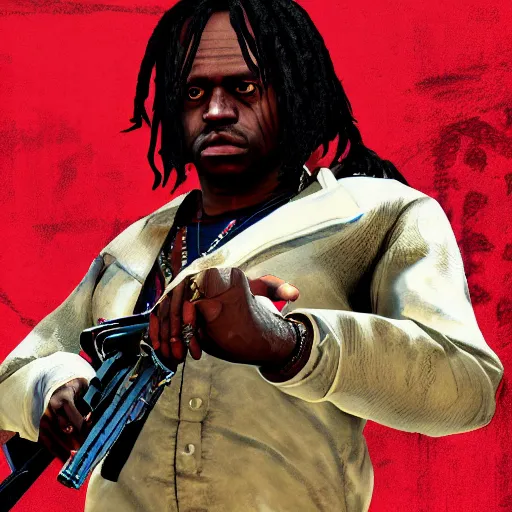 Image similar to Rapper Chief Keef In red dead redemption 2 digital art 4K quality super realistic