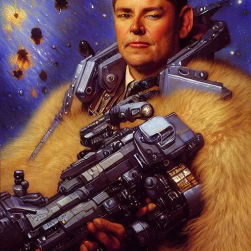 Image similar to portrait of a wolf in uniform as space lawyer. shadowrun furaffiniy cyberpunk fantasy highly detailed painting by gaston bussiere craig mullins jc leyendecker gustav klimt artgerm greg rutkowski john berkey, bergey, craig mullins, ruan jia, raymond swanland, jeremy mann, tom lovell, alex malveda