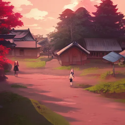 Prompt: itatchi uchiha, japanese village landscape, 4k, anime key visual, lois van baarle, ilya kuvshinov, rossdraws, artstation