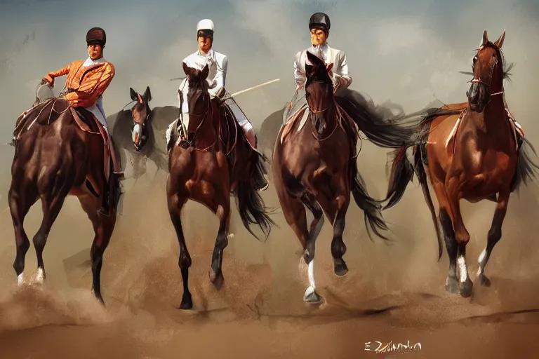 Image similar to algerian fantazia horse show, by etienne dinet, artstation cgsociety