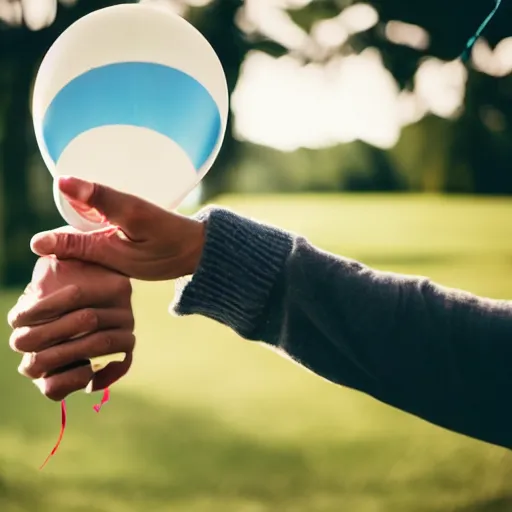 Prompt: man holding a balloon, cinematography