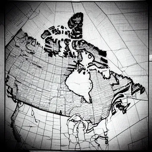 Image similar to professional fine detailed photo of a canada map, iphone photo, instagram, black and white - - cfg _ scale 1 2