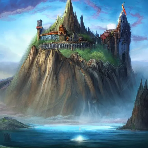 beautiful concept art of a high fantasy castle by alan, Stable Diffusion