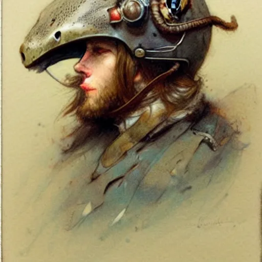 Prompt: ( ( ( ( ( snake helmet. muted colors. ) ) ) ) ) by jean - baptiste monge!!!!!!!!!!!!!!!!!!!!!!!!!!!