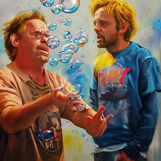 Image similar to tpb - bubbles as rickety cricket, it's always sunny in philadelphia, 8 k, expressive painting