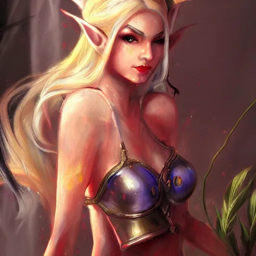 Prompt: female elf detailed painting fantasy art artstation hd detailed painting by lu ji