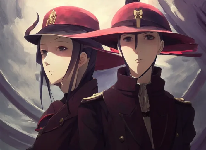 Prompt: portrait of lady maria, helm of second world war warship in background, illustration concept art anime key visual trending pixiv fanbox by wlop and greg rutkowski and makoto shinkai and studio ghibli and kyoto animation, symmetrical facial features, red eyes, astral witch clothes, modern warfare, realistic anatomy, gapmoe yandere grimdark, volumetric lighting, backlit