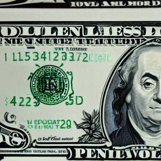 Image similar to dollar bill with washington relplaced with mr. bean