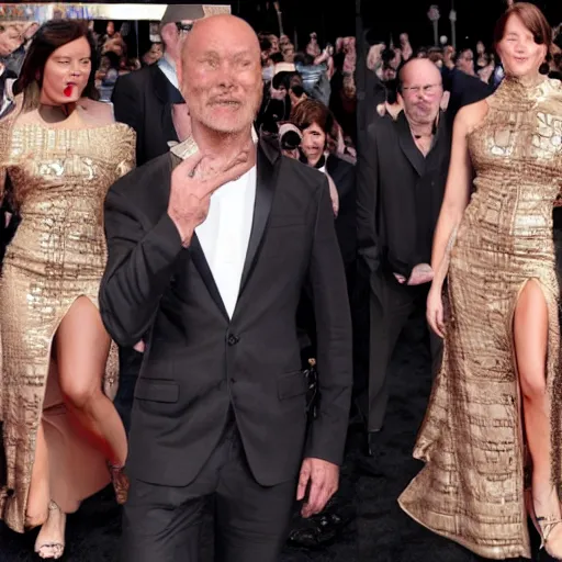 Prompt: Reptilian hollywood actor walking the red carpet, full body, 8k, paparazzi