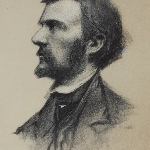 Prompt: charcoal portrait of an early 20th century british gentleman, sideburns