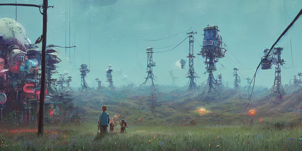 Image similar to #art #hyperreal #intricate interstellar-botw-studio-ghibli-moment Simon-Stålenhag Hans-Zatzka, [32k hd]^10