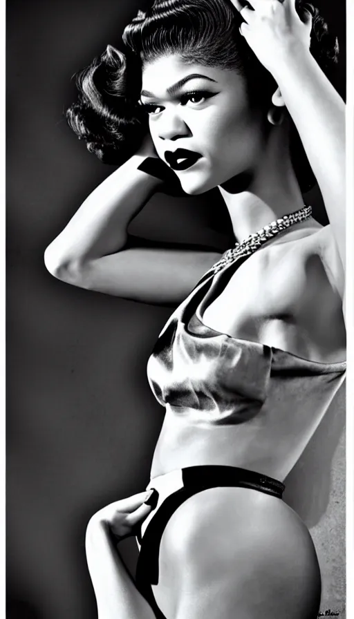 Image similar to Zendaya as a 50s pin-up model