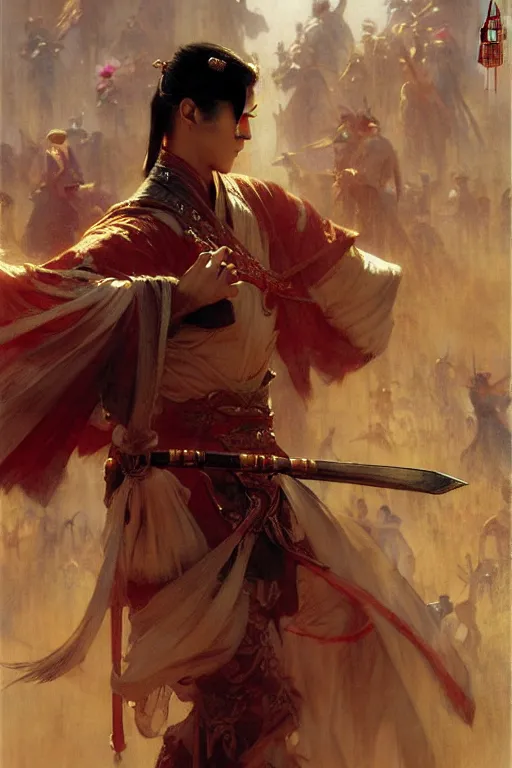 Image similar to wuxia, painting by gaston bussiere, craig mullins, j. c. leyendecker