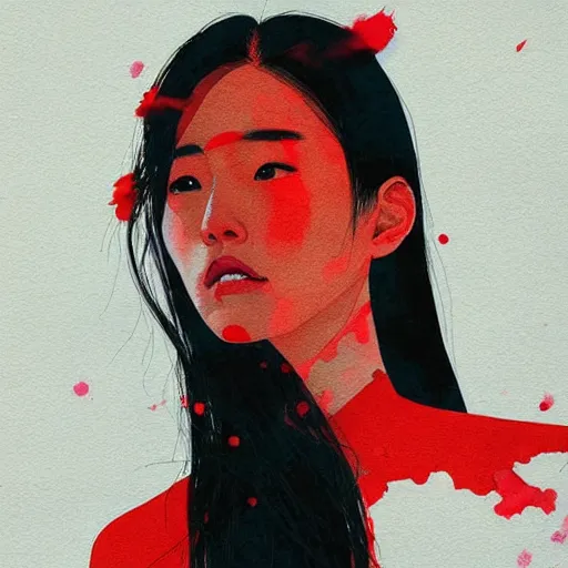 Prompt: Lee Jin-Eun by Conrad Roset, rule of thirds, seductive look, beautiful