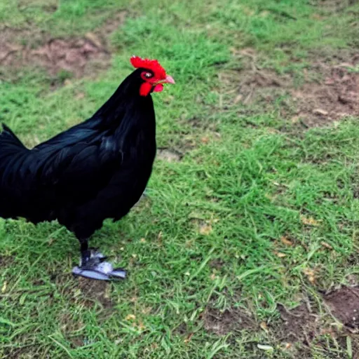 Image similar to an all black chicken spotted with small white heart shapes