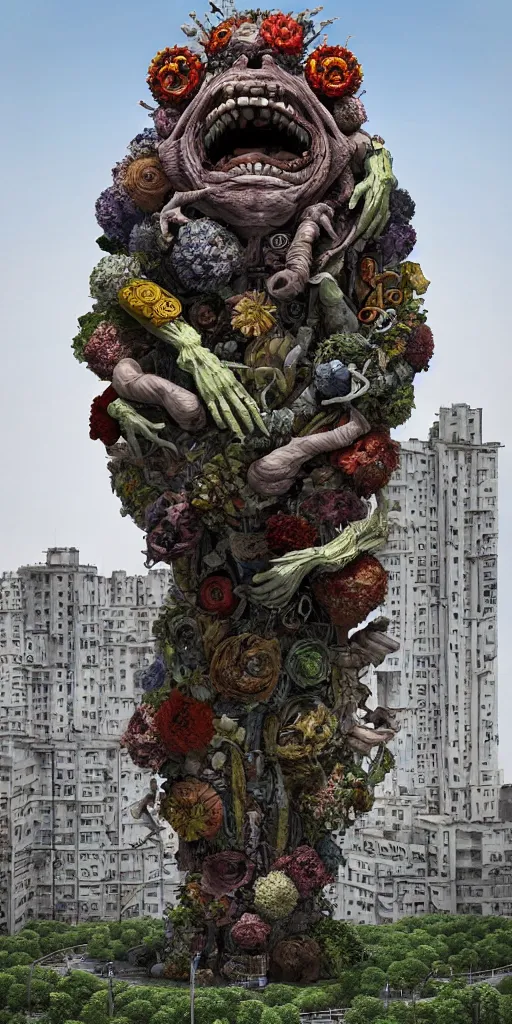 Prompt: colossal grotesque prehistoric alien flower made from best unfulfilled mankind projects in the middle of abandoned post soviet constructivist cityscape, Stalinist architecture, ultradetailed, Intricate by Hayao Miyazaki and Josan Gonzalez and Makoto Shinkai and Giuseppe Arcimboldo and MC Esher and Wes Anderson