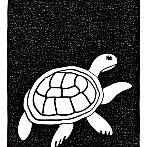 Image similar to storybook illustration of a turtle with a propeller, storybook illustration, monochromatic