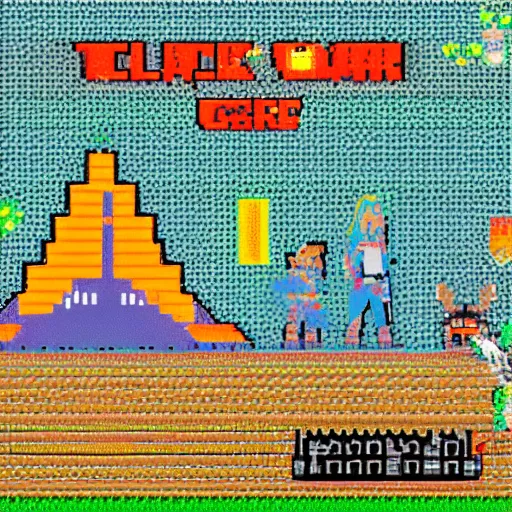 Prompt: breath of the wild as 8 bit Atari game