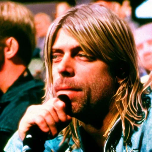 Image similar to kurt cobain watching the foo fighters perforrm