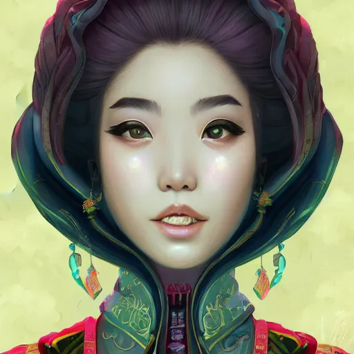 Prompt: a portrait of empress of china, art by lois van baarle and loish and ross tran and rossdraws and sam yang and samdoesarts and artgerm and saruei and disney and wlop, digital art, highly detailed, intricate, sharp focus, trending on artstation hq, deviantart, unreal engine 5, 4 k uhd image