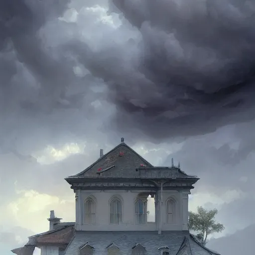 Prompt: a white castle in storm clouds by frank miller, illustration by Ruan Jia and Mandy Jurgens and William-Adolphe Bouguereau, Artgerm, 4k, digital art, surreal, space dandy style, highly detailed, godsend, artstation, digital painting, concept art, smooth, sharp focus, illustration by Ruan Jia and Mandy Jurgens and William-Adolphe Bouguereau