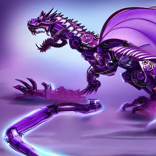 Image similar to cute purple Chinese robototechnic dragon with ai for smart girls, epic, digital art