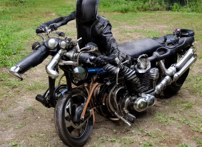 Image similar to bio-organic half-human motorbike