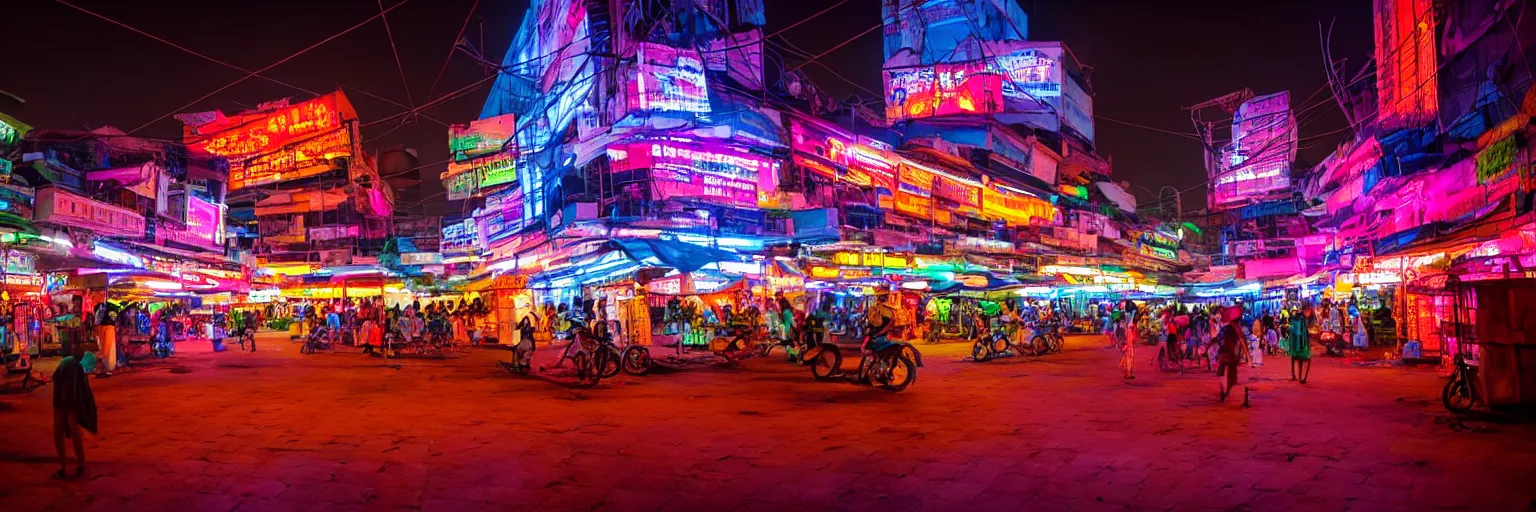 Image similar to Cyberpunk town square, futuristic Phnom-Penh Cambodia, neon lighting