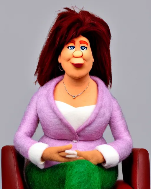 Prompt: meredith palmer as a muppet. highly detailed felt. hyper real photo. 4 k.