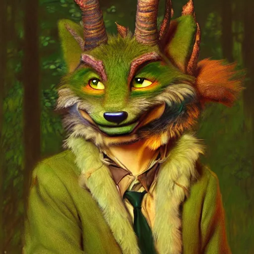 Image similar to a portrait of a male green furry dragon in hillbilly clothes at night in a dark forest. zootopia fursona furaffinity furry art detailed face painting by gaston bussiere craig mullins jc leyendecker gustav klimt artgerm greg rutkowski furry