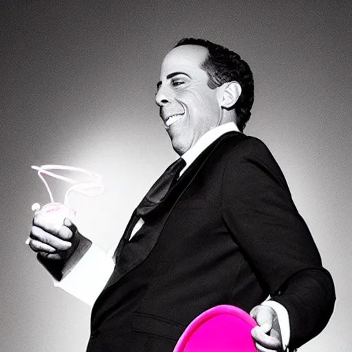Prompt: jerry seinfeld being born out of a pink taco award winning photography
