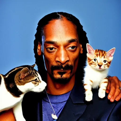 Prompt: Snoop Dogg holding a kitten for a 1990s sitcom tv show, Studio Photograph, portrait, C 12.0